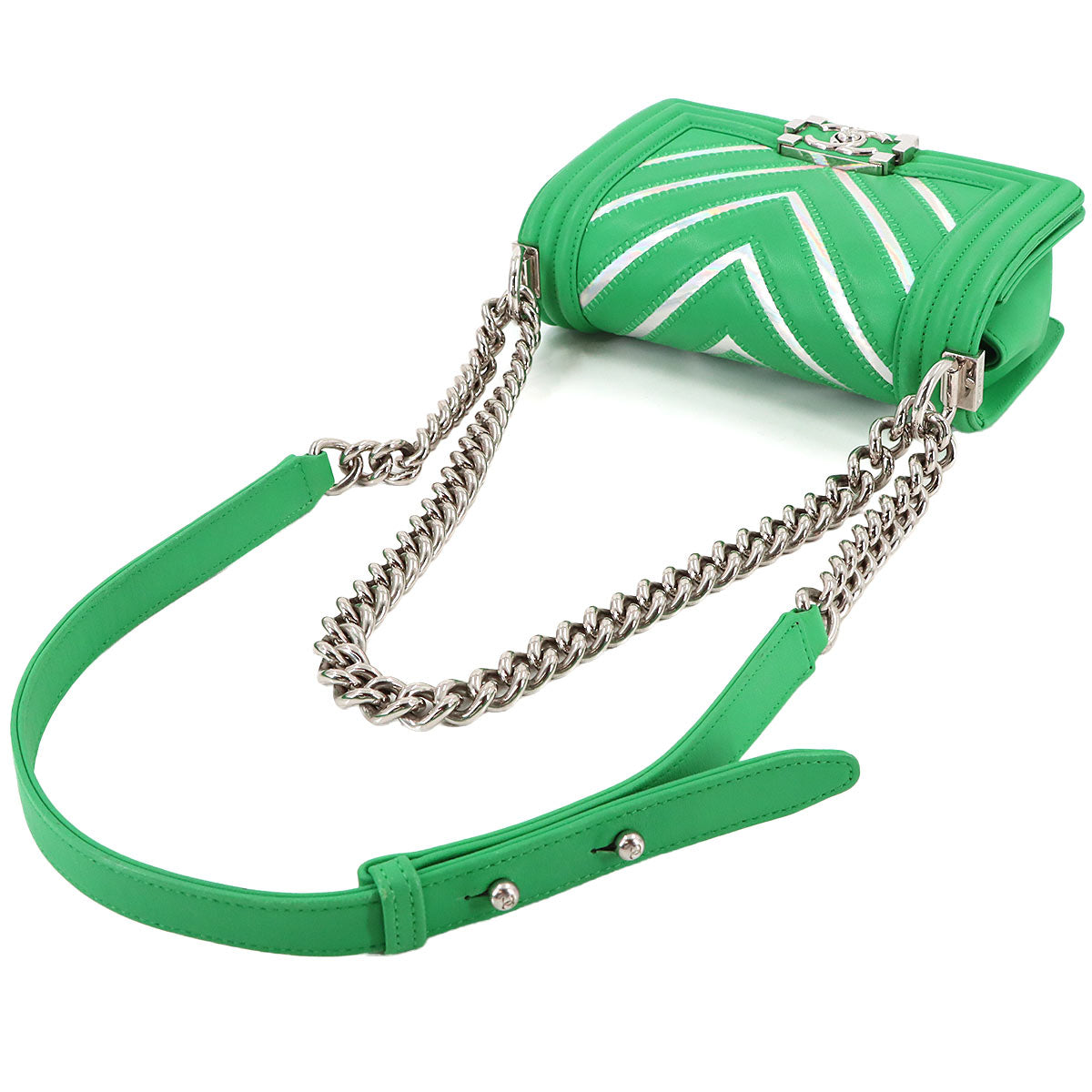 BOY CHANEL Small Chain Shoulder Bag Leather Green A67085