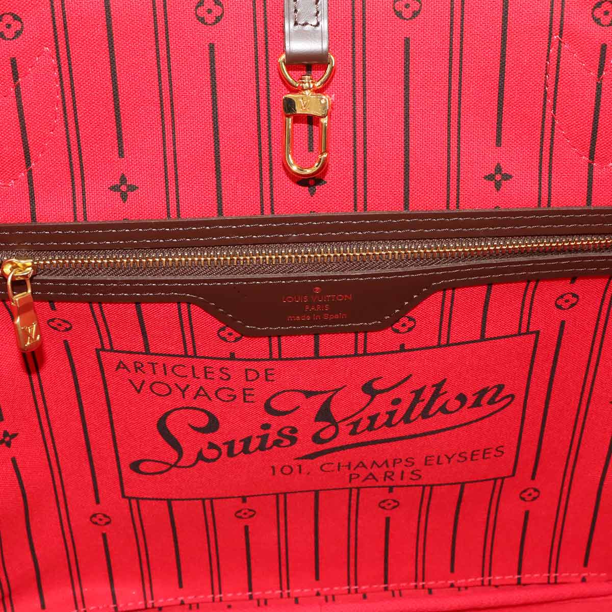 Damier Neverfull MM Tote Bag Ebene Cerise N51105 Purse