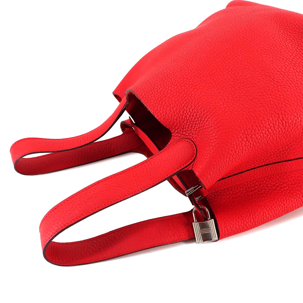 Picotin Lock MM Hand Bag Taurillon Clemence Rouge tomate