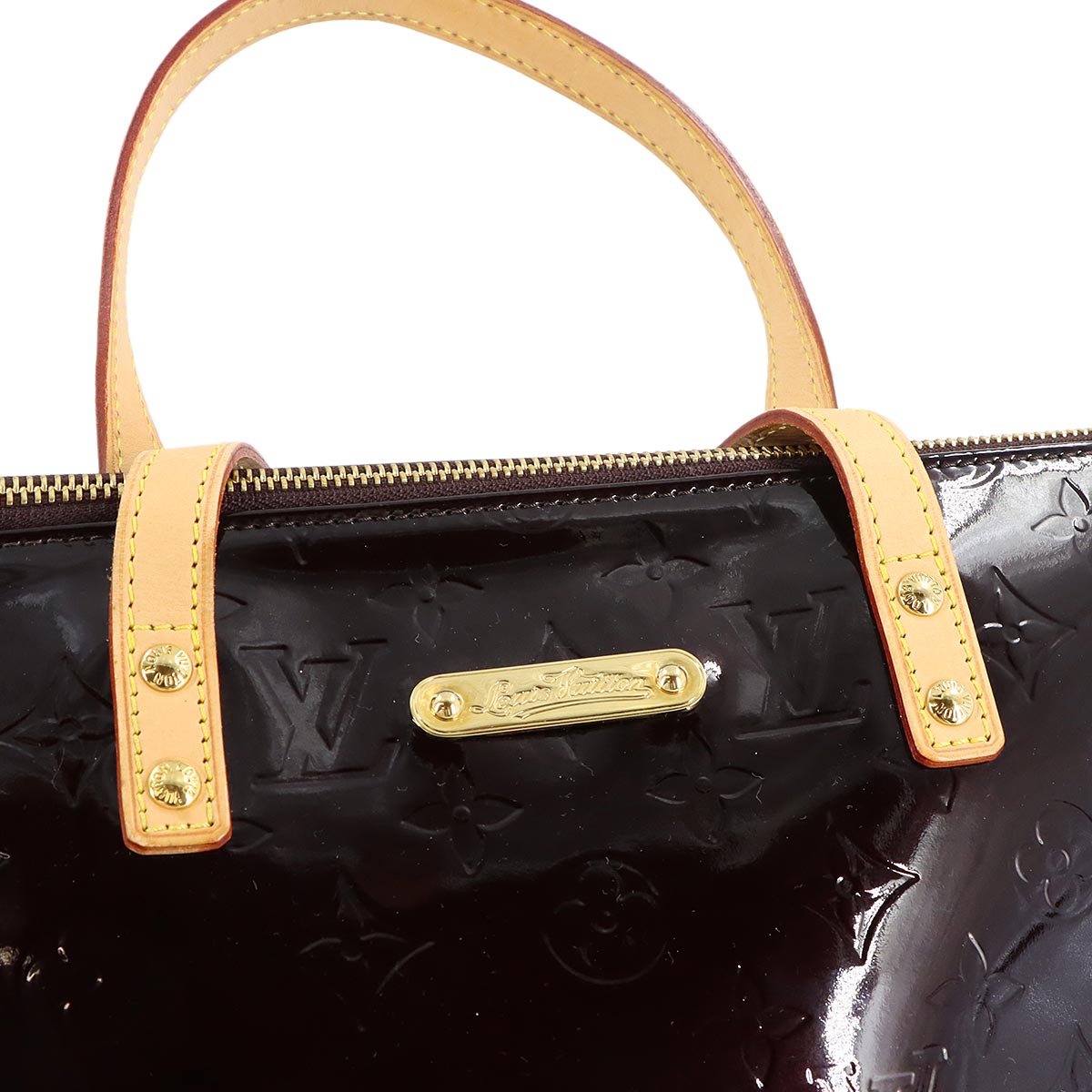Monogram Vernis Bellevue PM Tote Bag Enamel Amarante