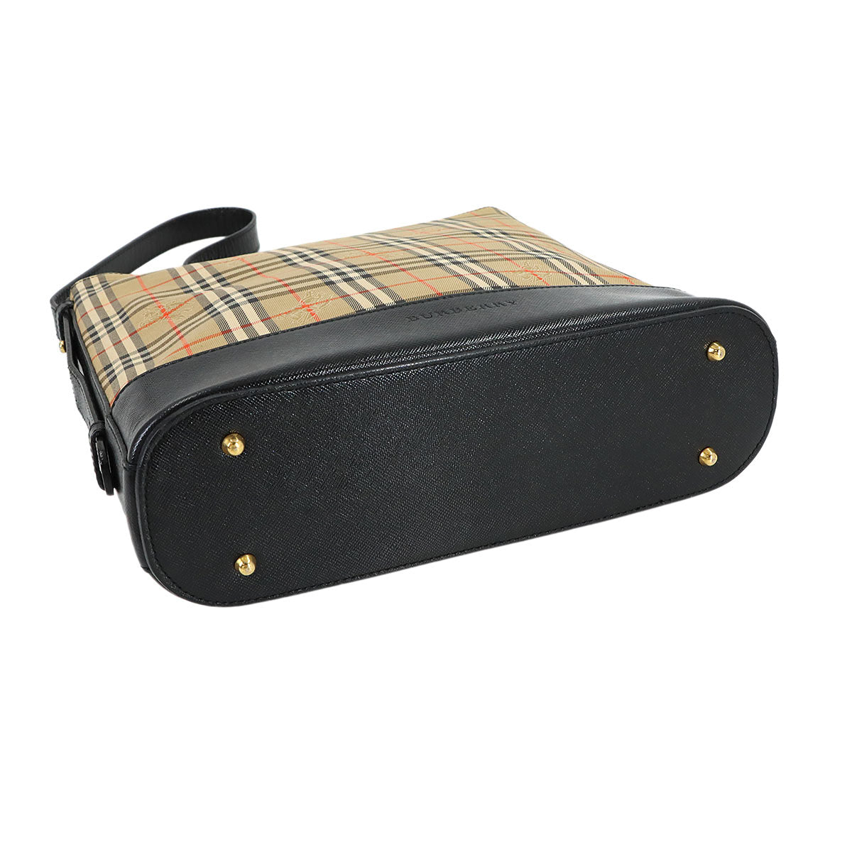 Shoulder Bag Canvas Leather Beige Black Plaid Purse