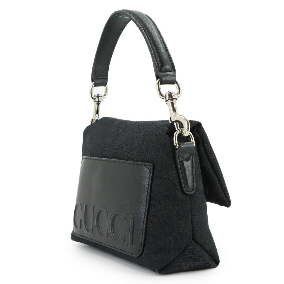 GG Canvas 2way Hand Bag Leather Black 821617 Purse