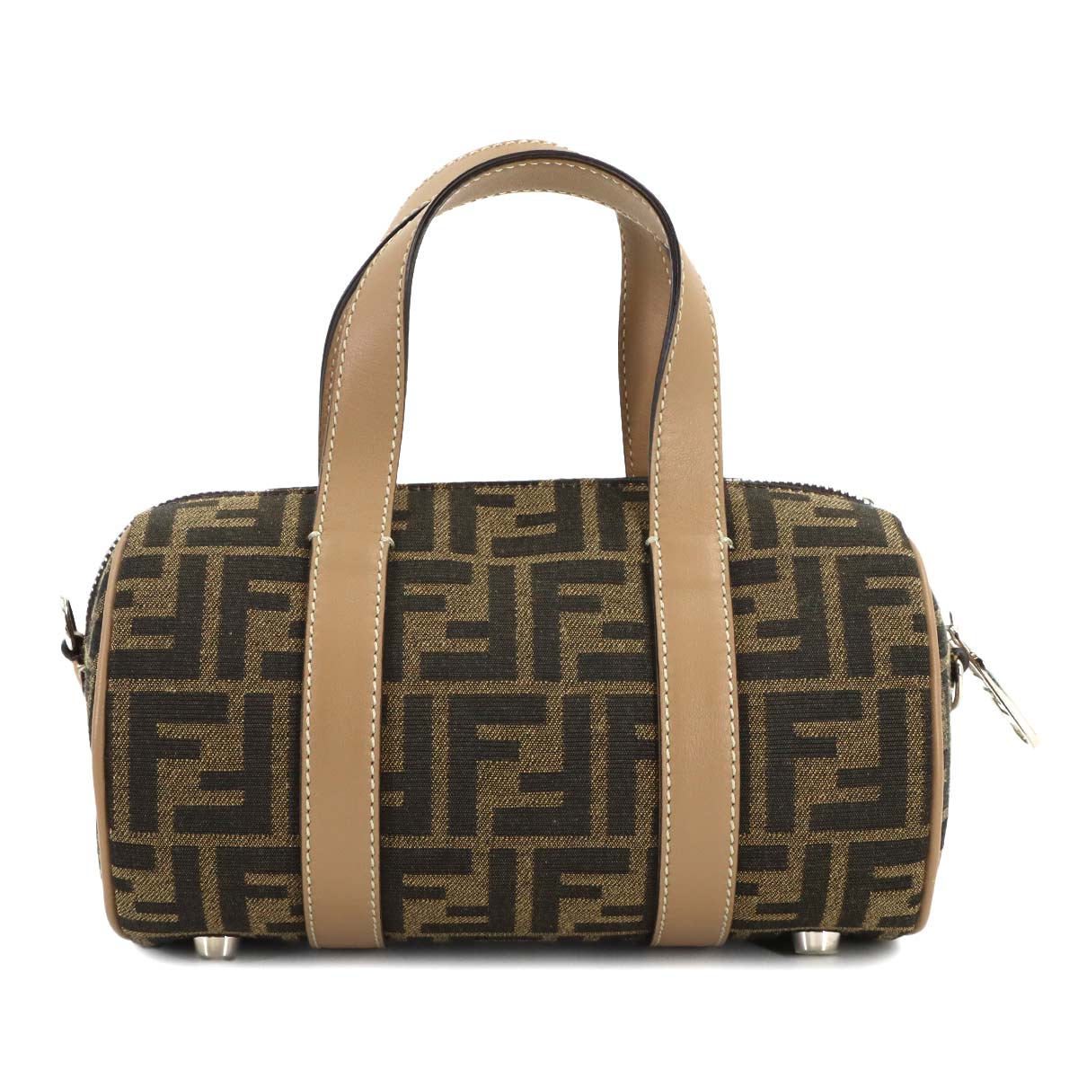 Zucca Hand Shoulder Bag Canvas Leather Brown Beige 7VA570