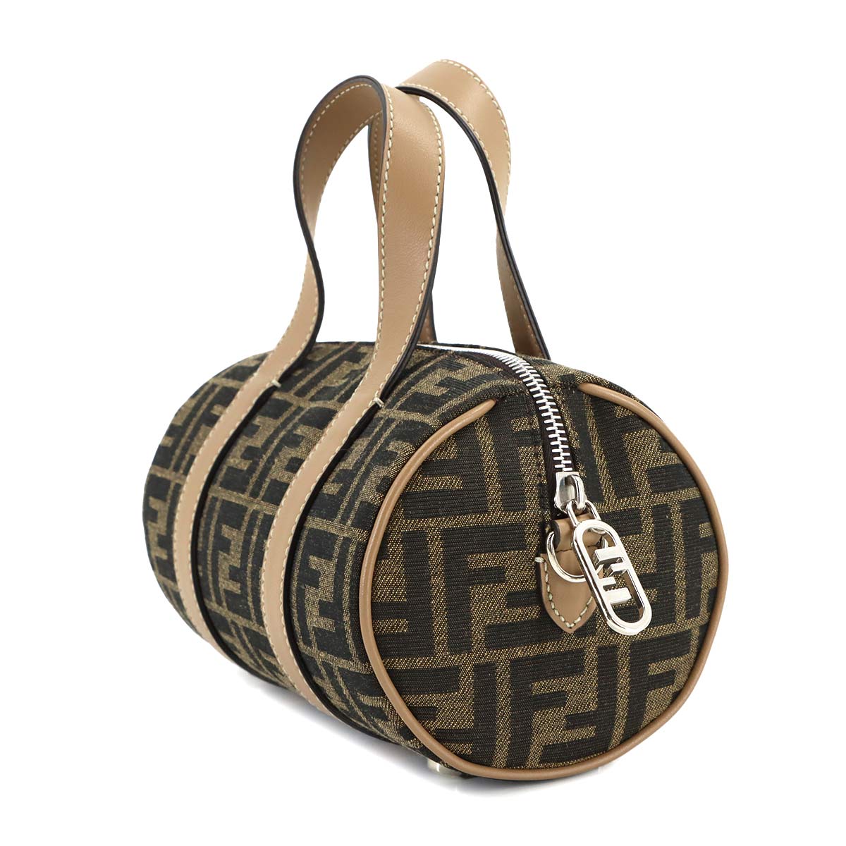 Zucca Hand Shoulder Bag Canvas Leather Brown Beige 7VA570