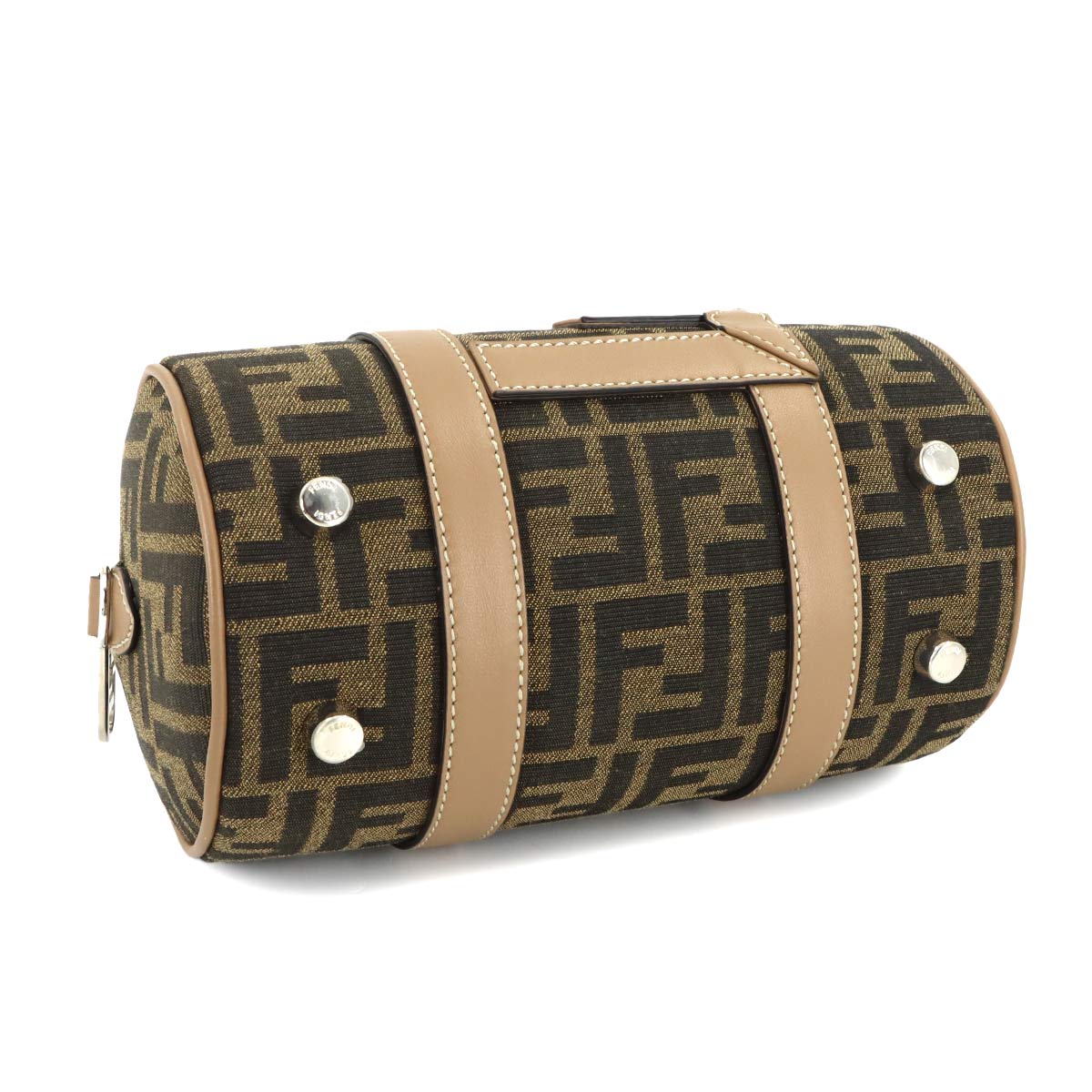 Zucca Hand Shoulder Bag Canvas Leather Brown Beige 7VA570