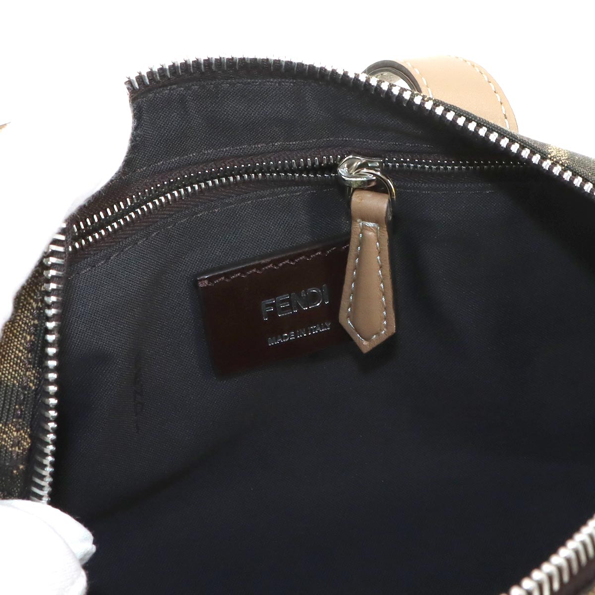 Zucca Hand Shoulder Bag Canvas Leather Brown Beige 7VA570
