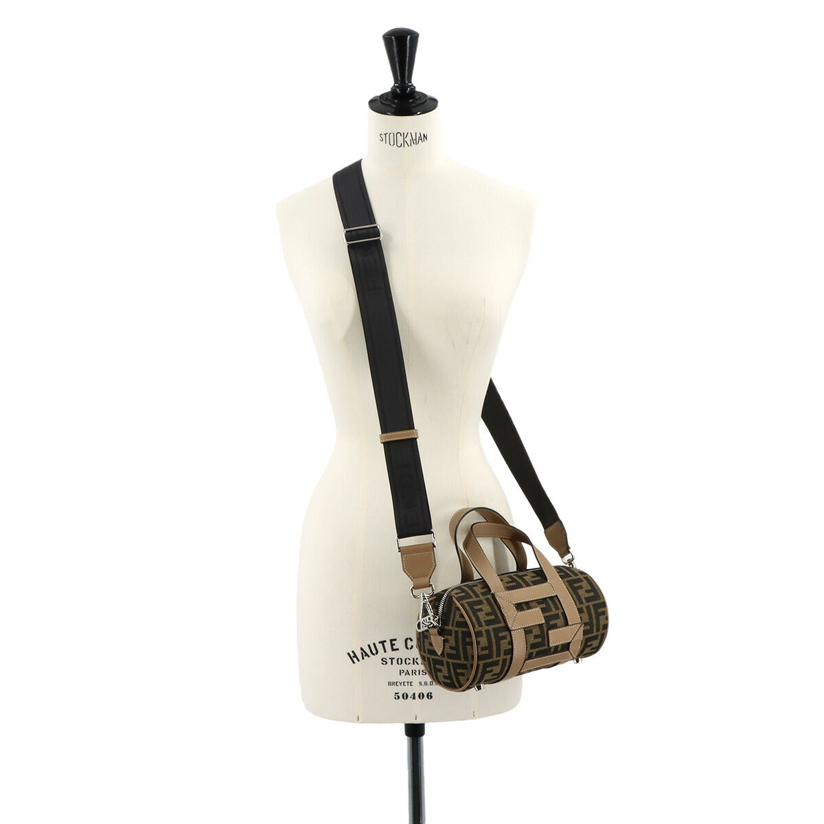 Zucca Hand Shoulder Bag Canvas Leather Brown Beige 7VA570