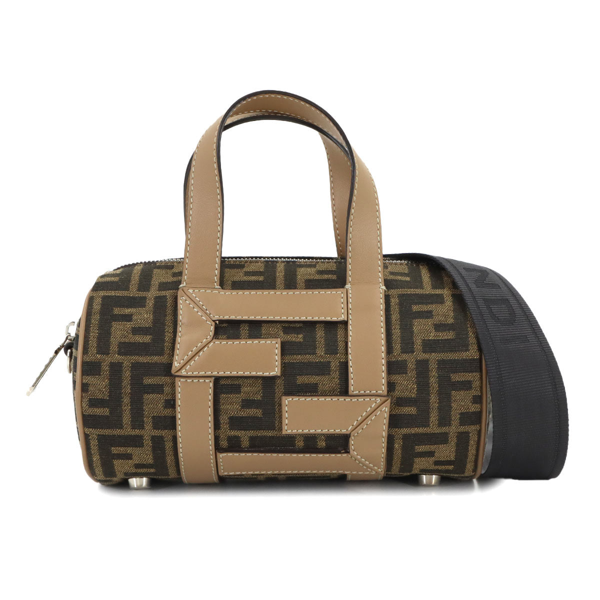 Zucca Hand Shoulder Bag Canvas Leather Brown Beige 7VA570