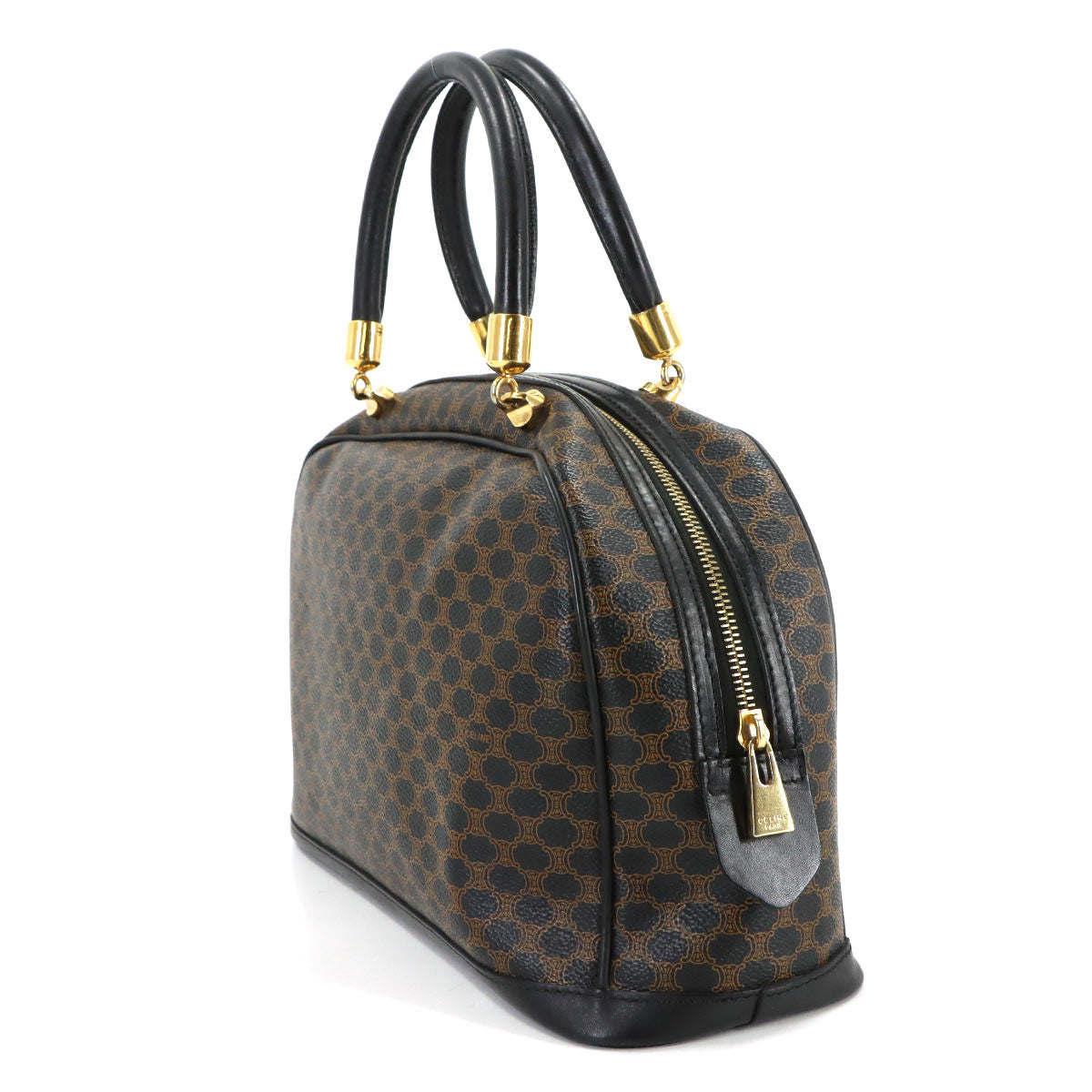 Macadam Hand Bag PVC Leather Black Brown Vintage Purse