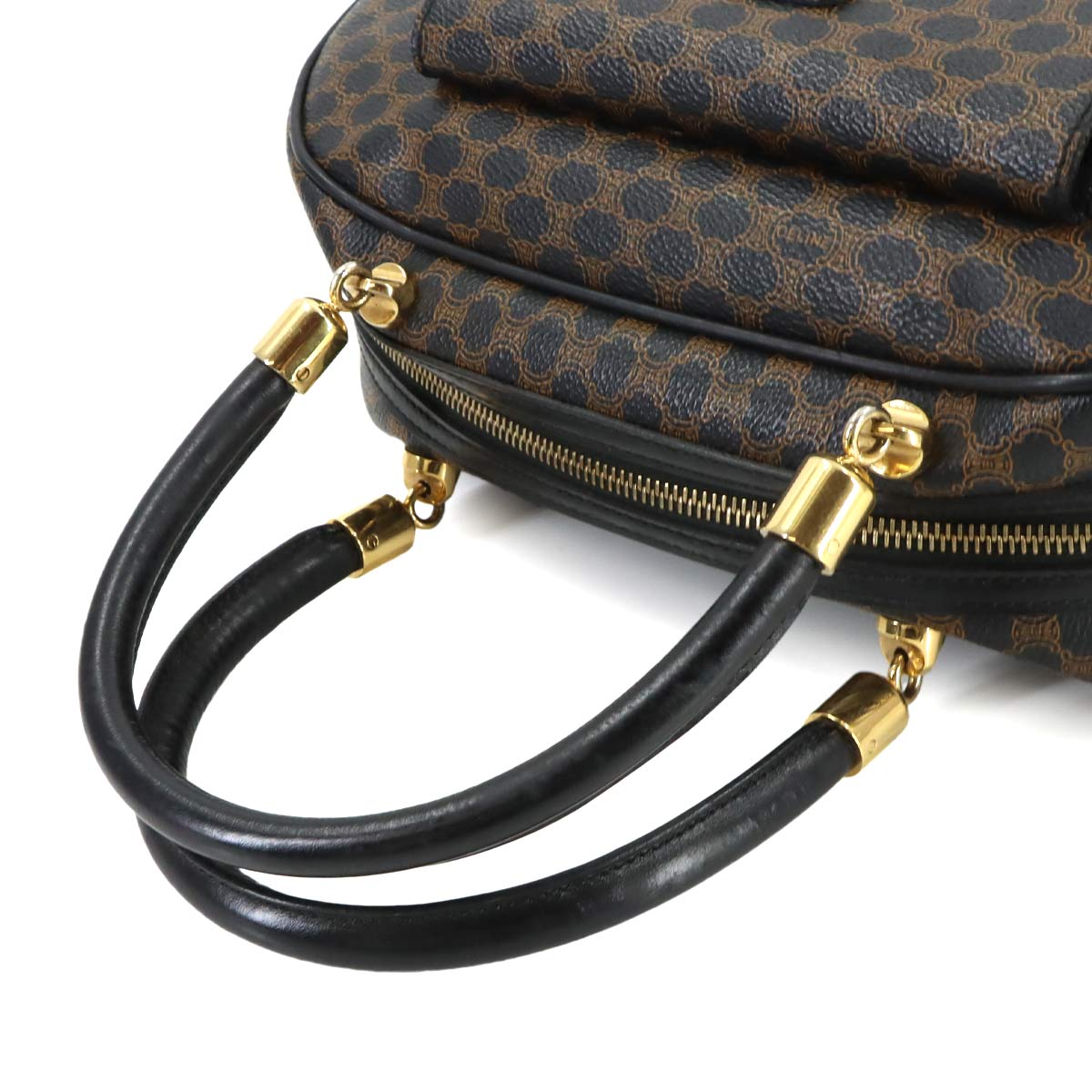 Macadam Hand Bag PVC Leather Black Brown Vintage Purse