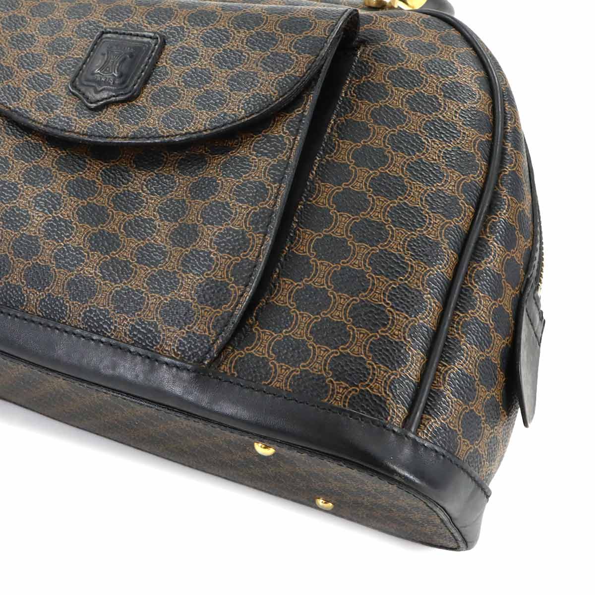 Macadam Hand Bag PVC Leather Black Brown Vintage Purse