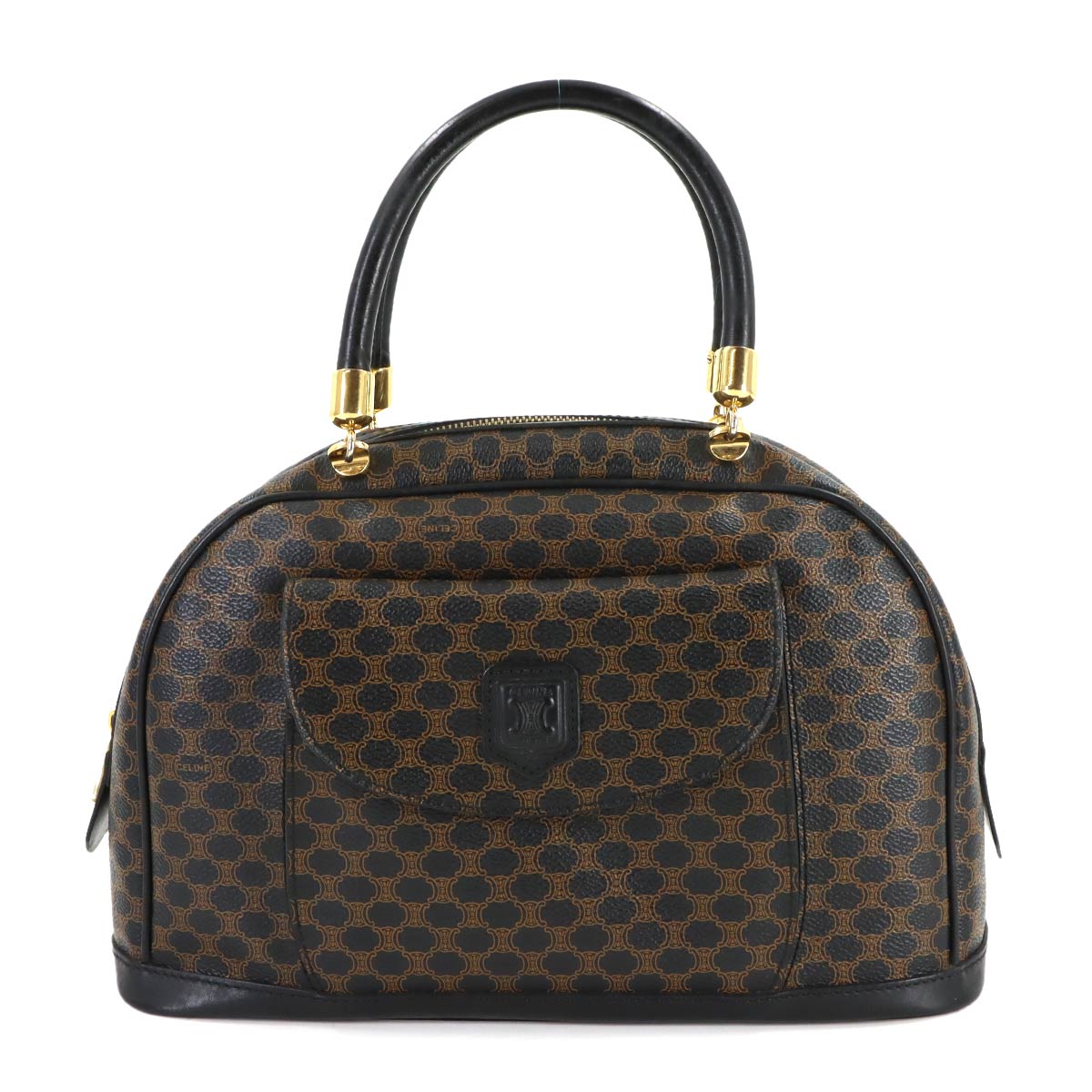 Macadam Hand Bag PVC Leather Black Brown Vintage Purse