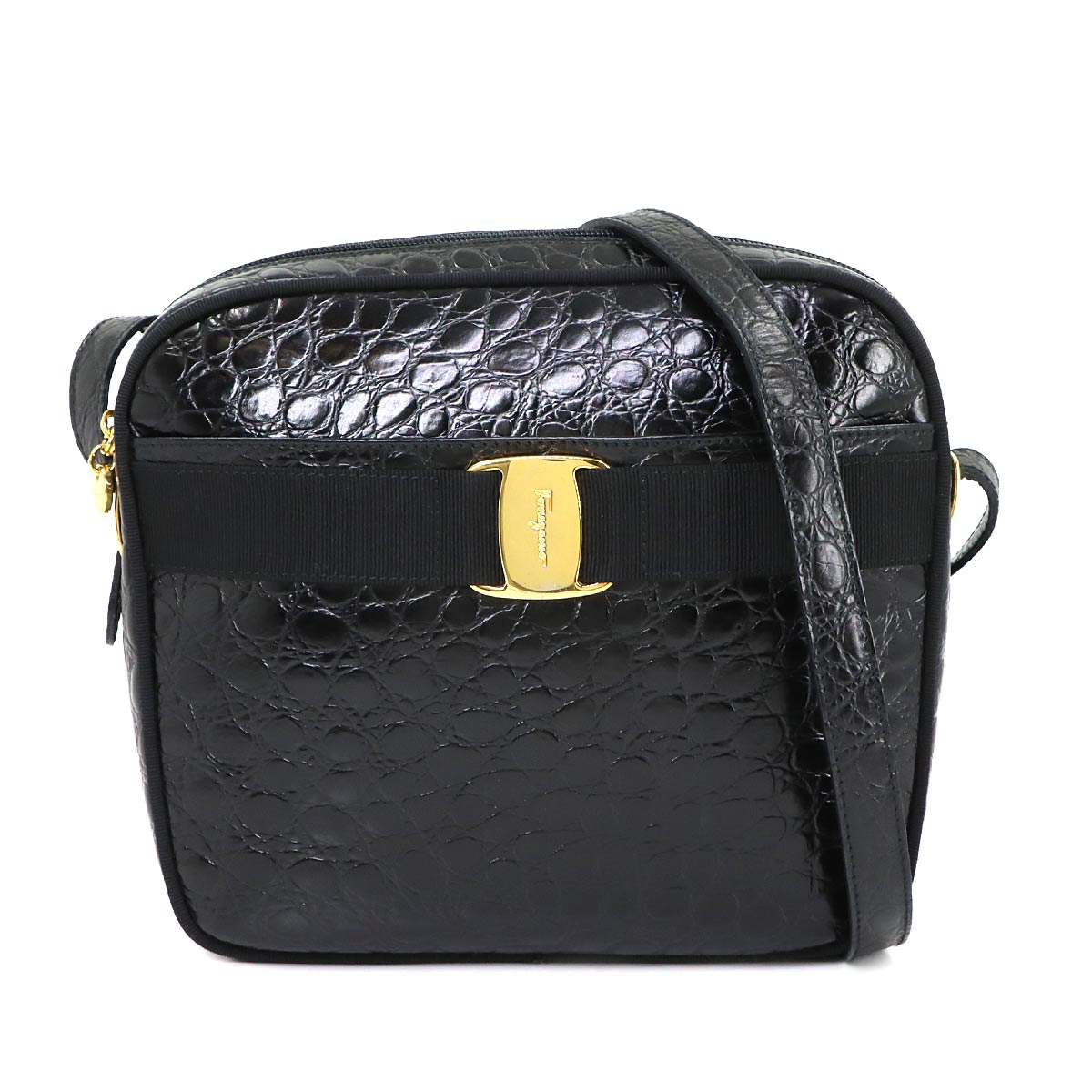 Vara Ribbon Shoulder Bag Leather Black