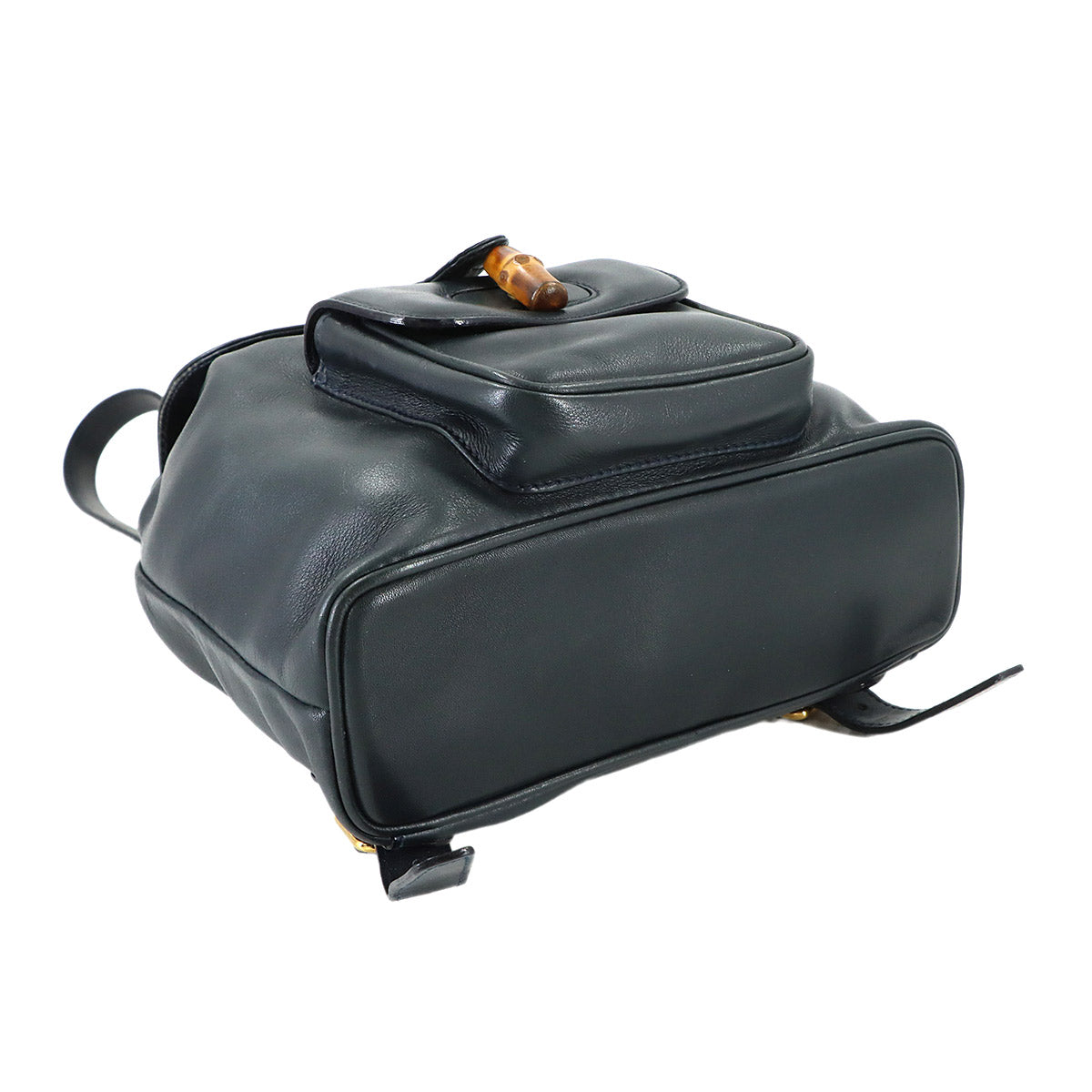 Bamboo Backpack Leather Navy Purse