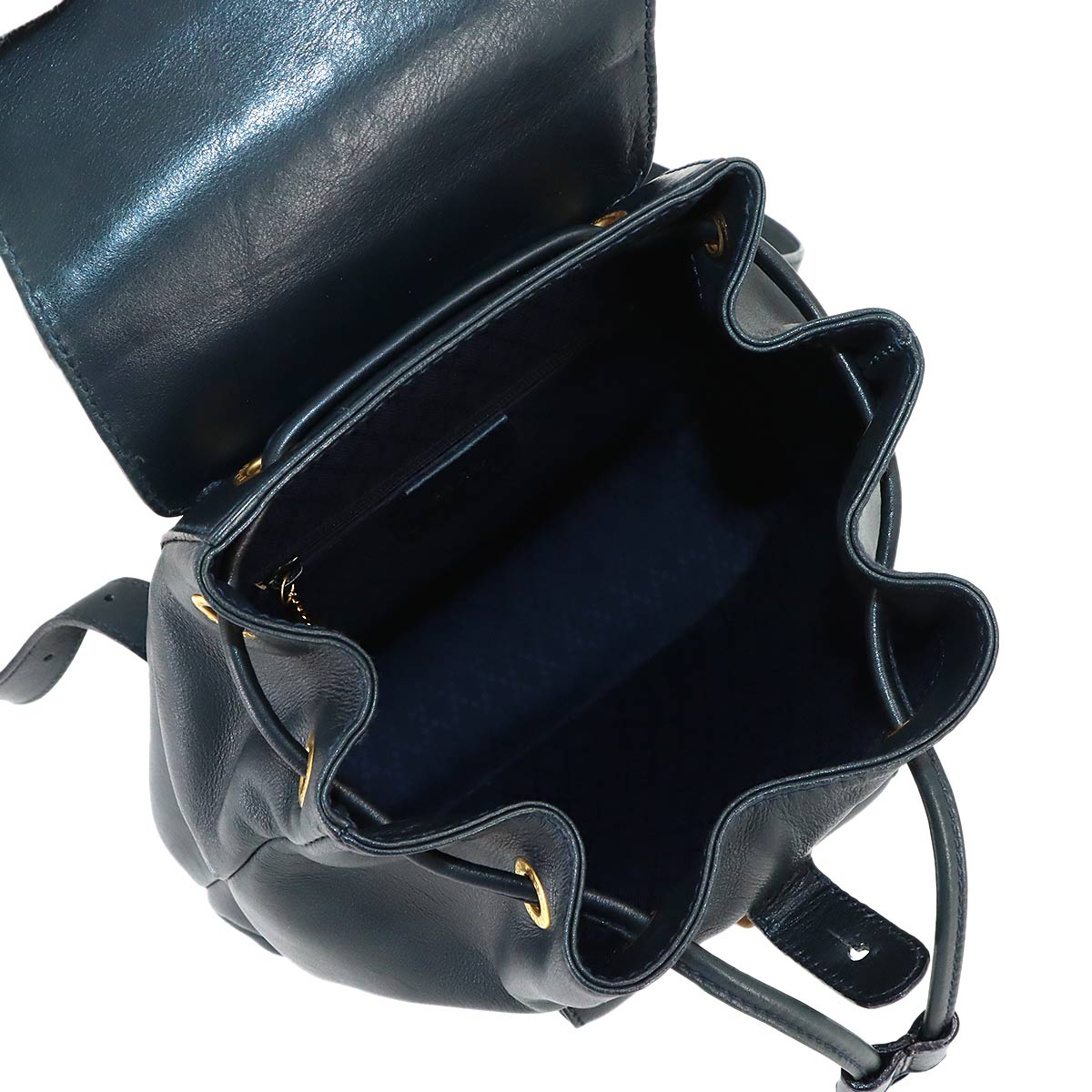 Bamboo Backpack Leather Navy Purse