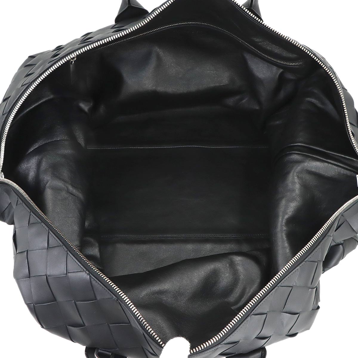 Intrecciato Boston Shoulder Bag Leather Black Purse