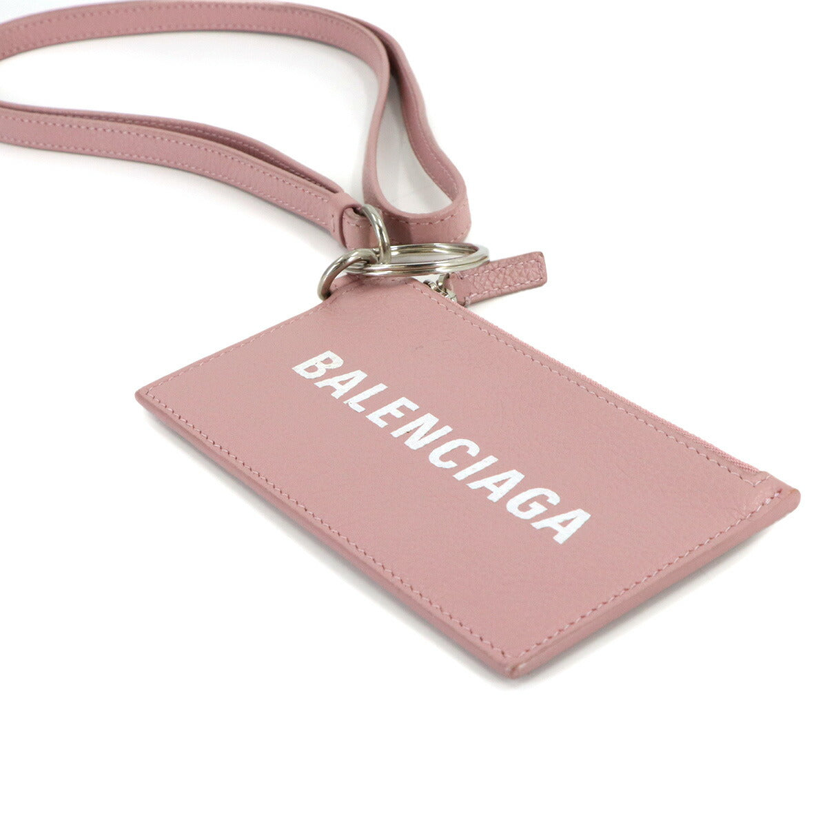 Cash Key ring Card Coin Case Leather Pink 594548