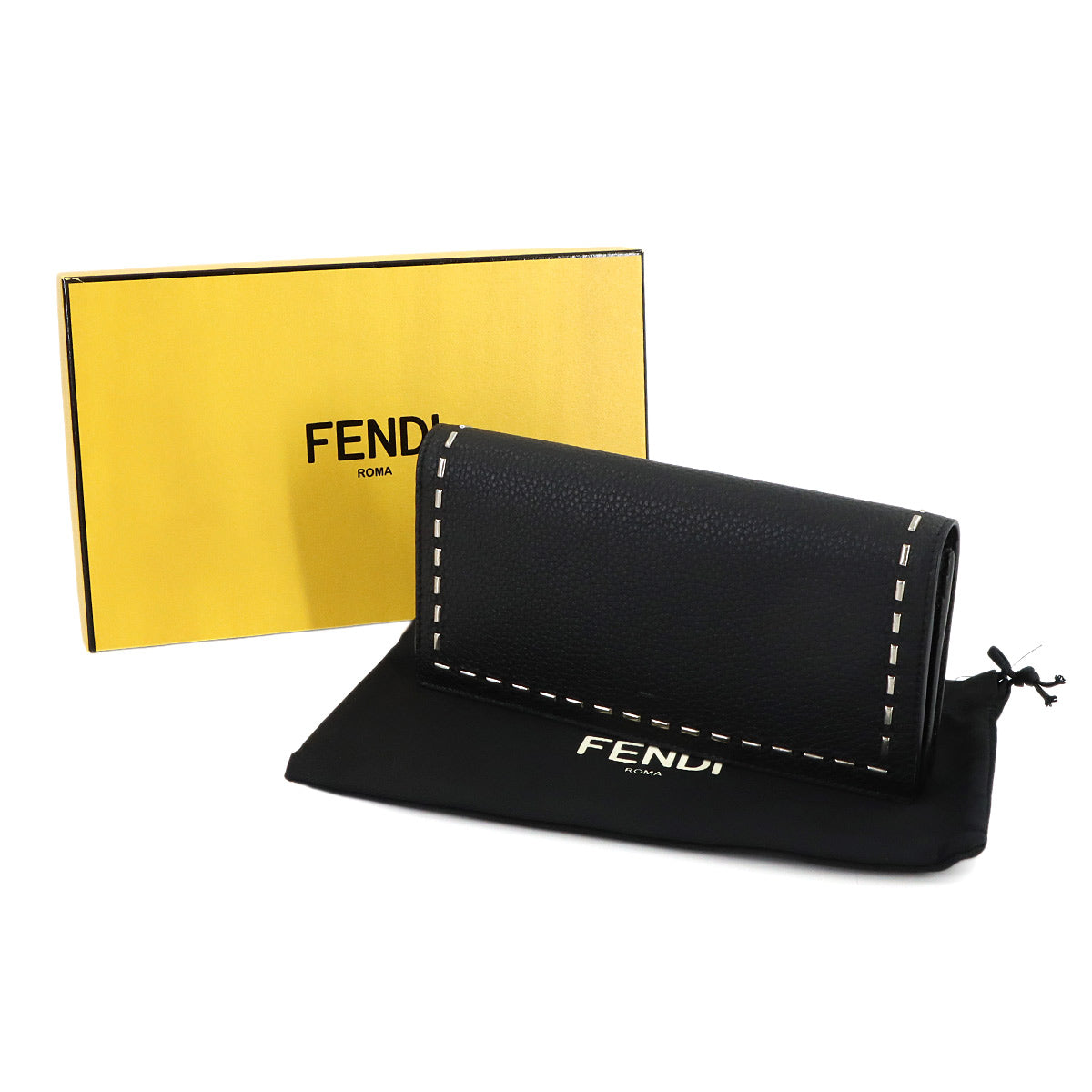 Selleria Long Wallet Leather Black 7M0186 Metal stitch