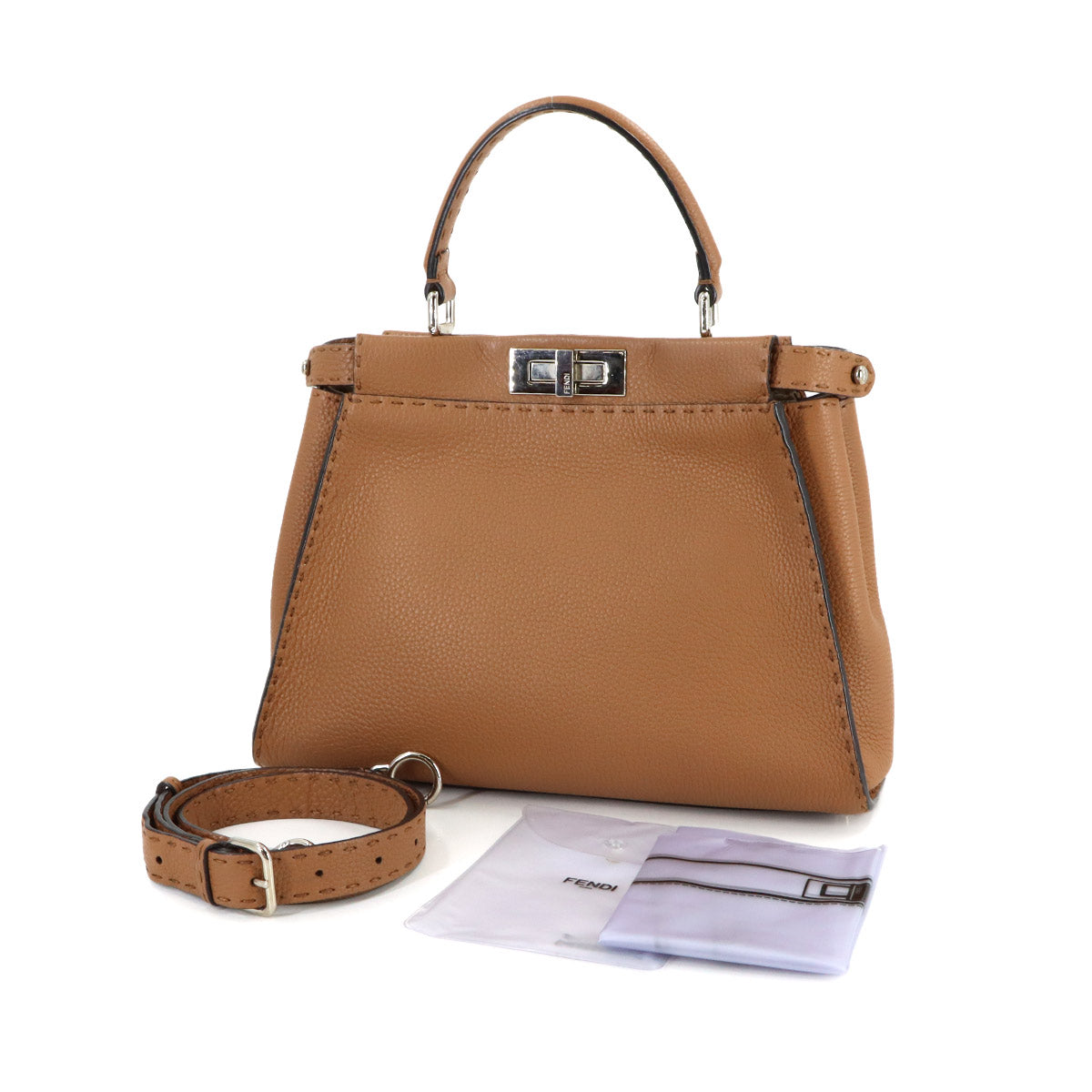 Selleria Peekaboo Regular 2way Hand Bag Leather Brown 8BN290