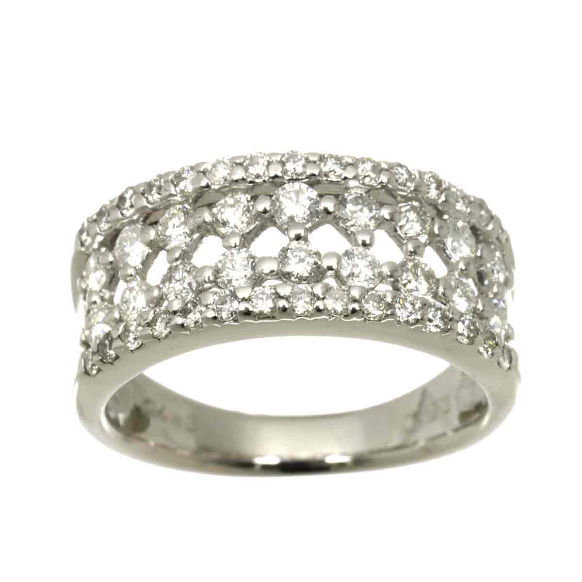 Diamond 0.93ct Ring 14K K14 WG White Gold size5.75-6(US)