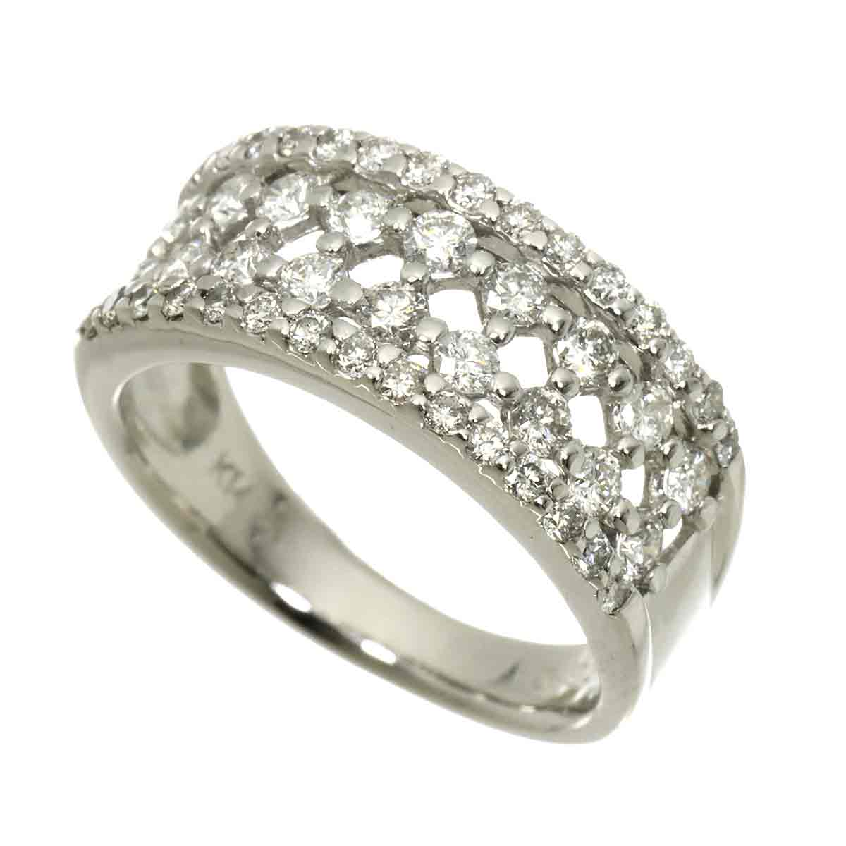 Diamond 0.93ct Ring 14K K14 WG White Gold size5.75-6(US)