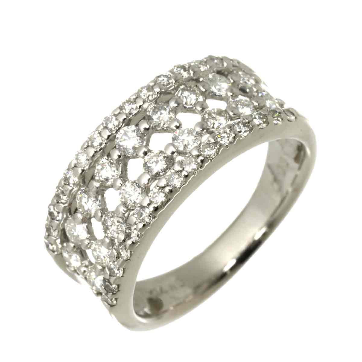 Diamond 0.93ct Ring 14K K14 WG White Gold size5.75-6(US)