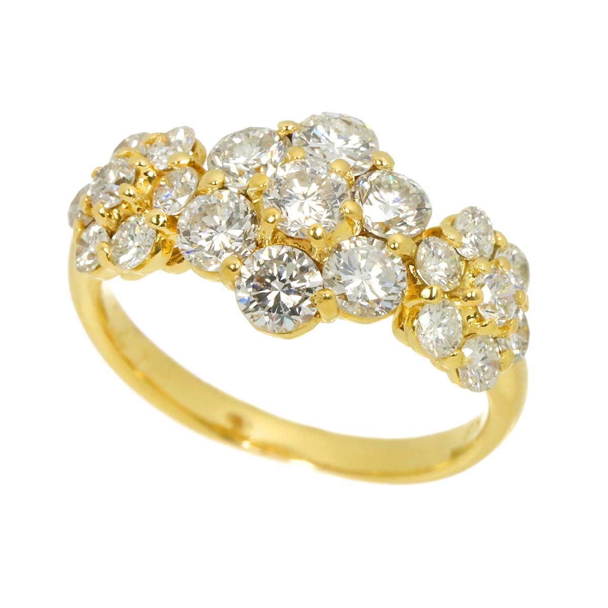 Diamond 1.47ct Ring 18K YG Yellow Gold 750 Size3.75(US)