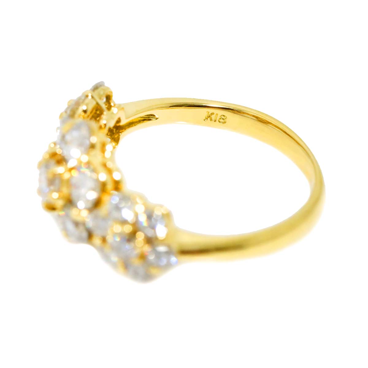 Diamond 1.47ct Ring 18K YG Yellow Gold 750 Size3.75(US)
