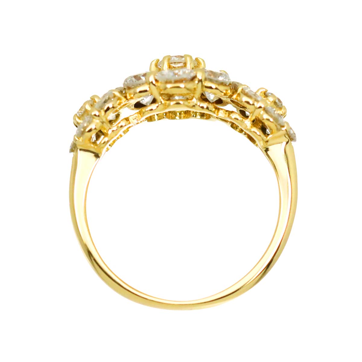 Diamond 1.47ct Ring 18K YG Yellow Gold 750 Size3.75(US)