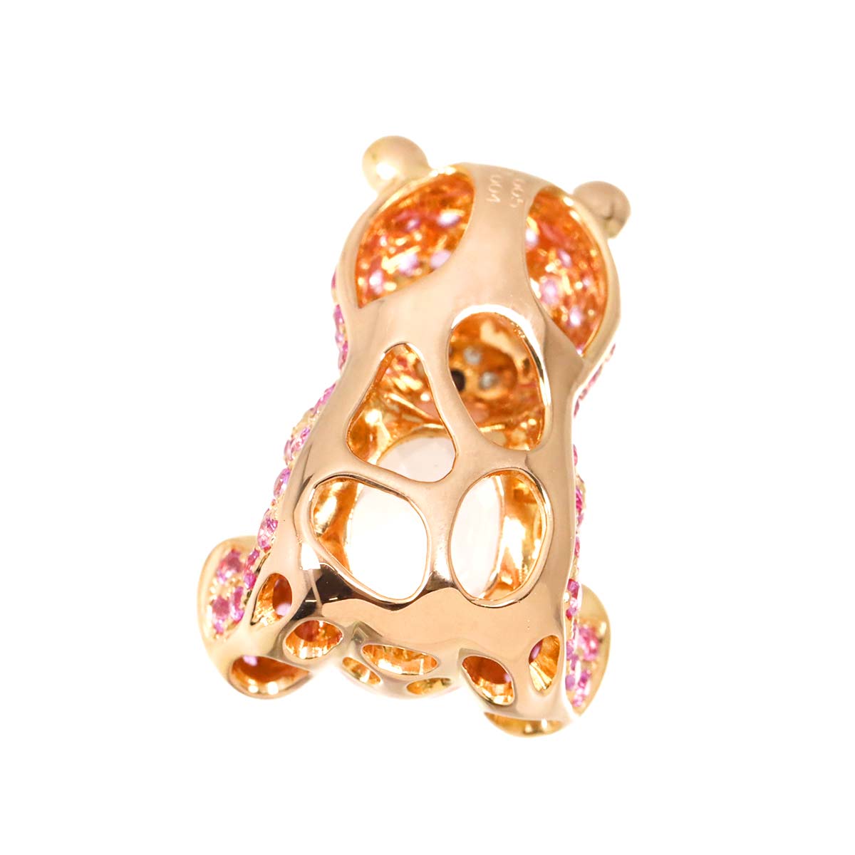 Quartz Sapphire Diamond Pendant Top 18K PG Pink Gold 750