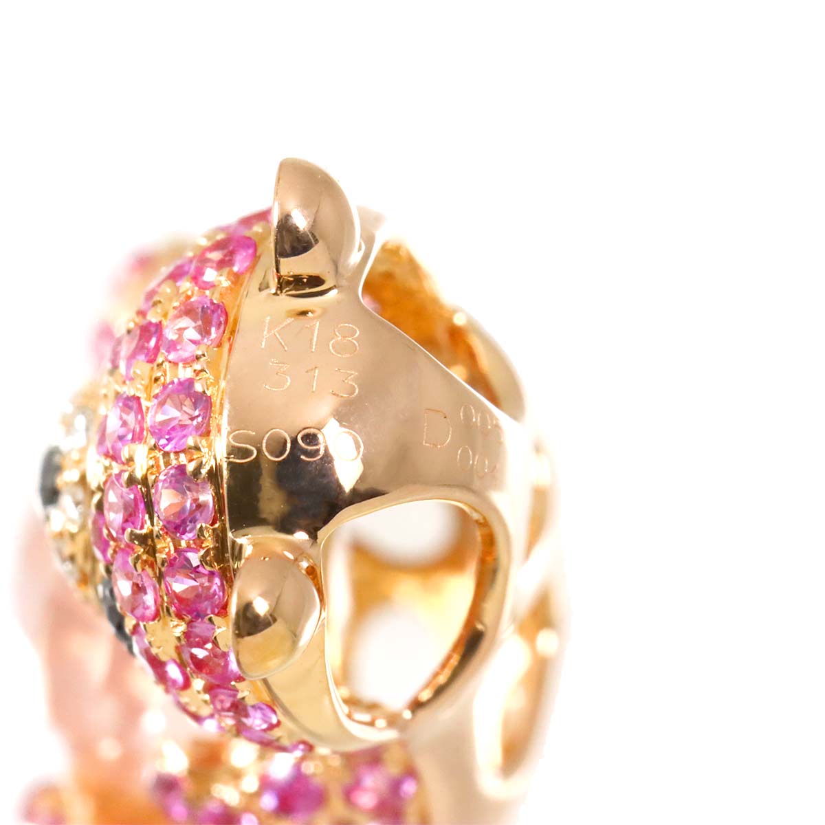 Quartz Sapphire Diamond Pendant Top 18K PG Pink Gold 750