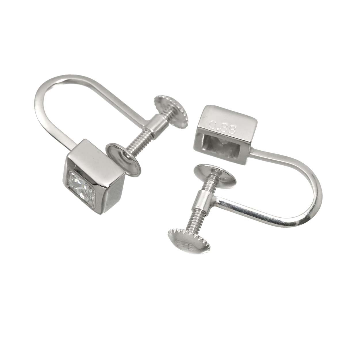 Diamond 0.33ct/0.33ct Earrings Clip on Platinum