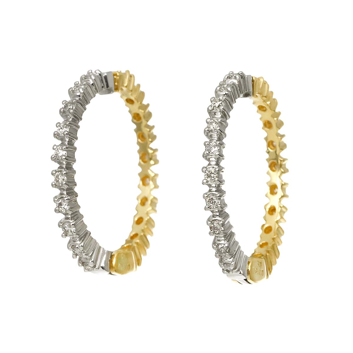 Diamond 0.11ct/0.11ct Earrings Clip-on 18K K18 YG Pt Platinum 750