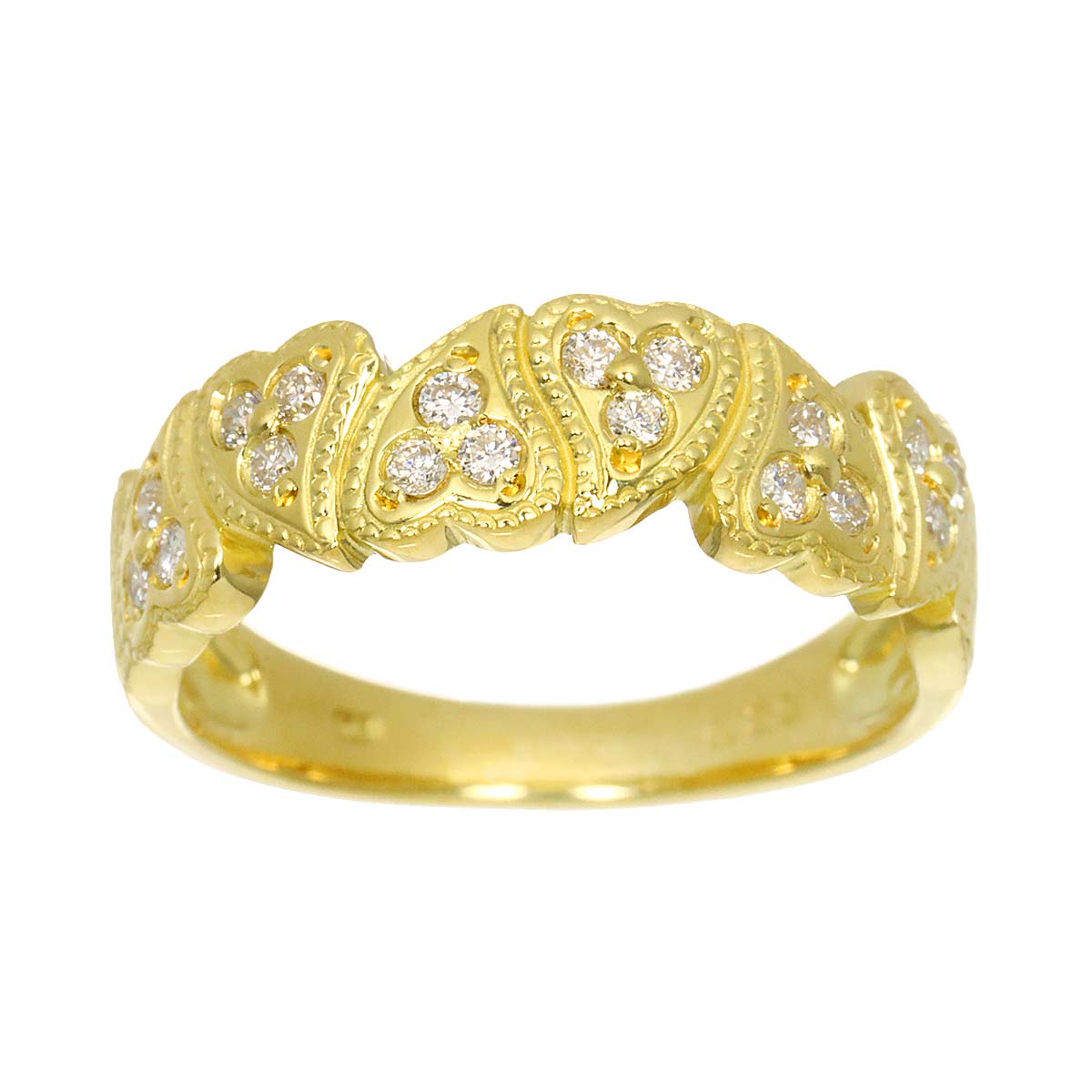 Diamond 0.20ct Ring 18K YG Yellow Gold 750 Size5.75-6(US)