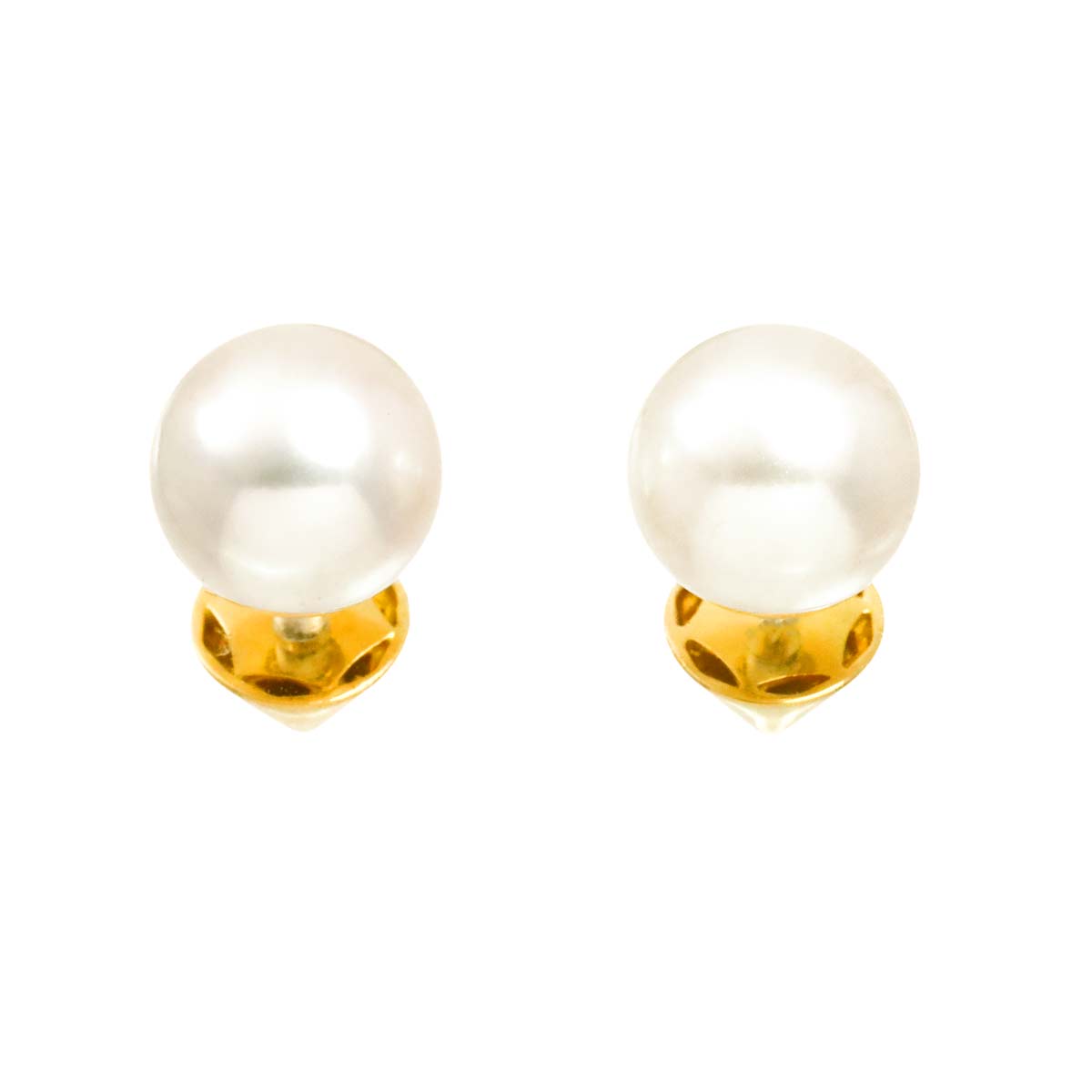 Akoya Pearl 7.9mm Earrings Pierced 18K YG 750