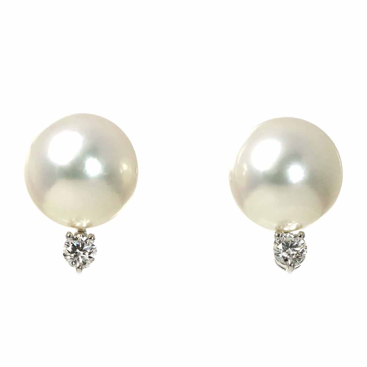Akoya Pearl Diamond 0.07ct/0.07ct Earrings Pierced 18K WG 750