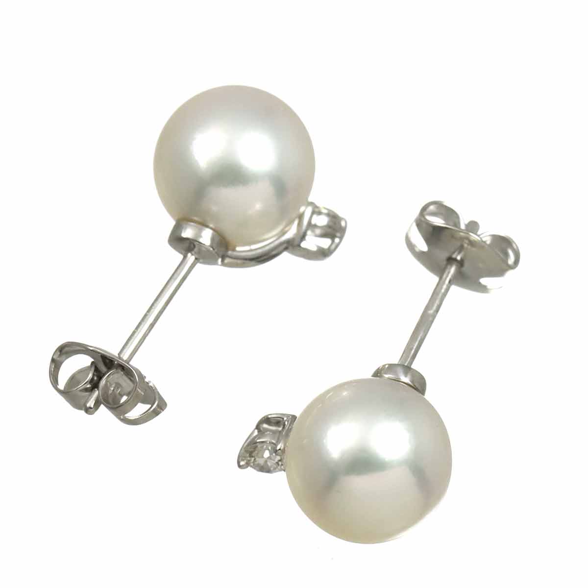 Akoya Pearl Diamond 0.07ct/0.07ct Earrings Pierced 18K WG 750