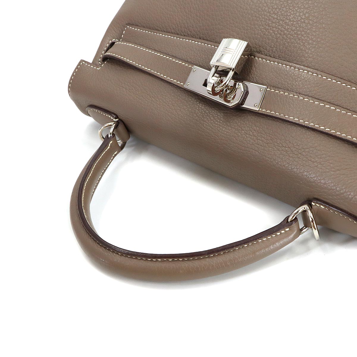Kelly 32 Taurillon Clemence Etoupe 2way Hand Shoulder Bag