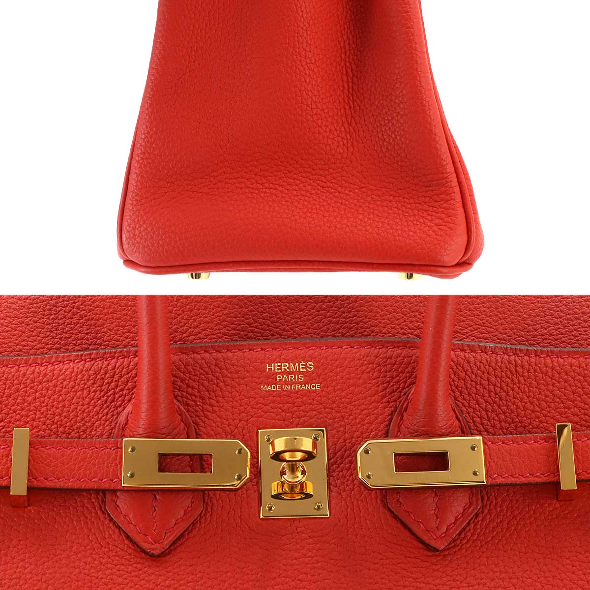 Birkin 25 Togo Leather Geranium Hand Bag Purse