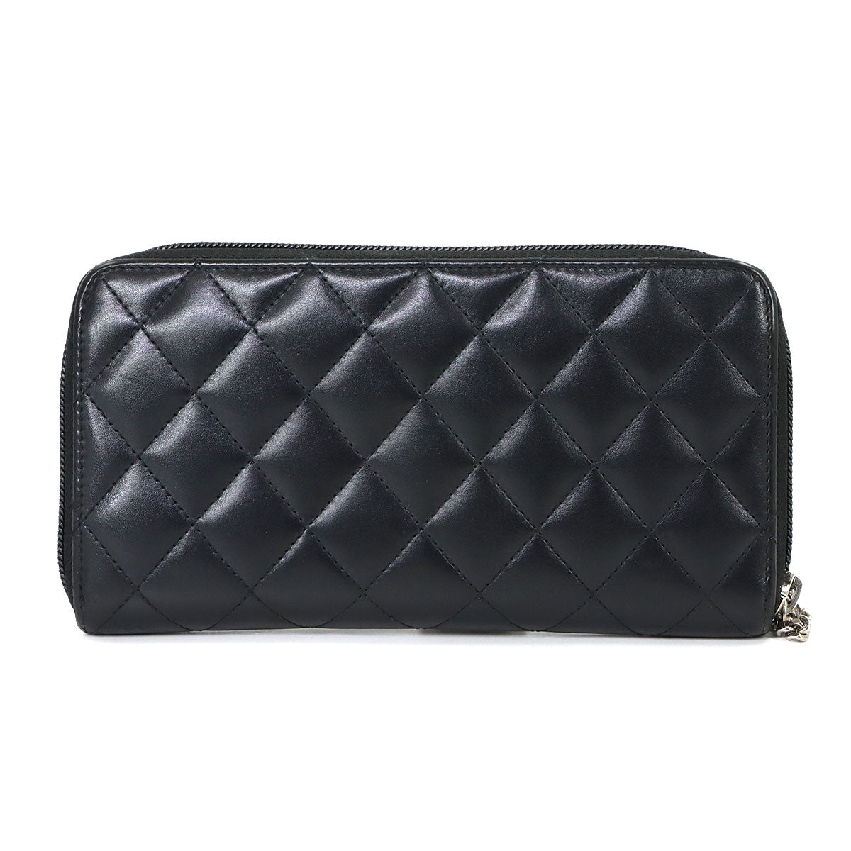 Cambon Line Zipped Around Long Wallet Leather Black A50078