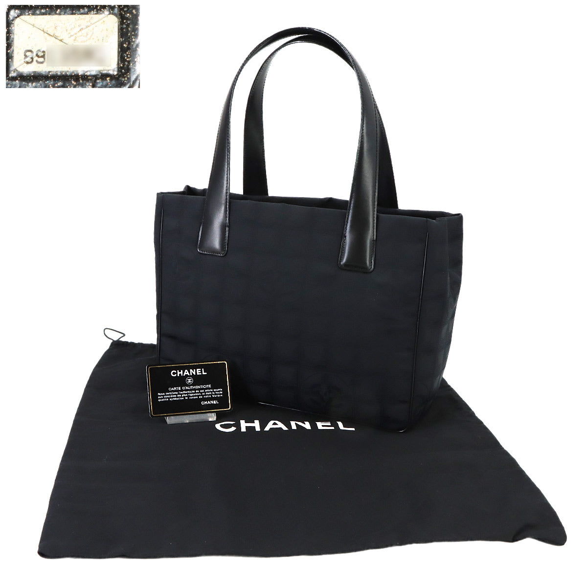 New Travel Line Tote PM Bag Nylon Jacquard Leather Black A20457