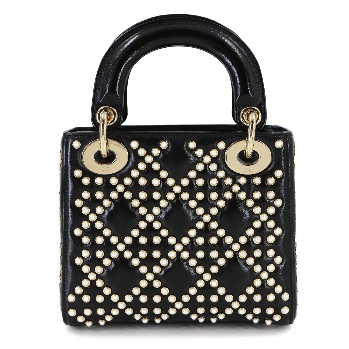Cannage Lady Dior Mini Hand Shoulder Bag Leather Black