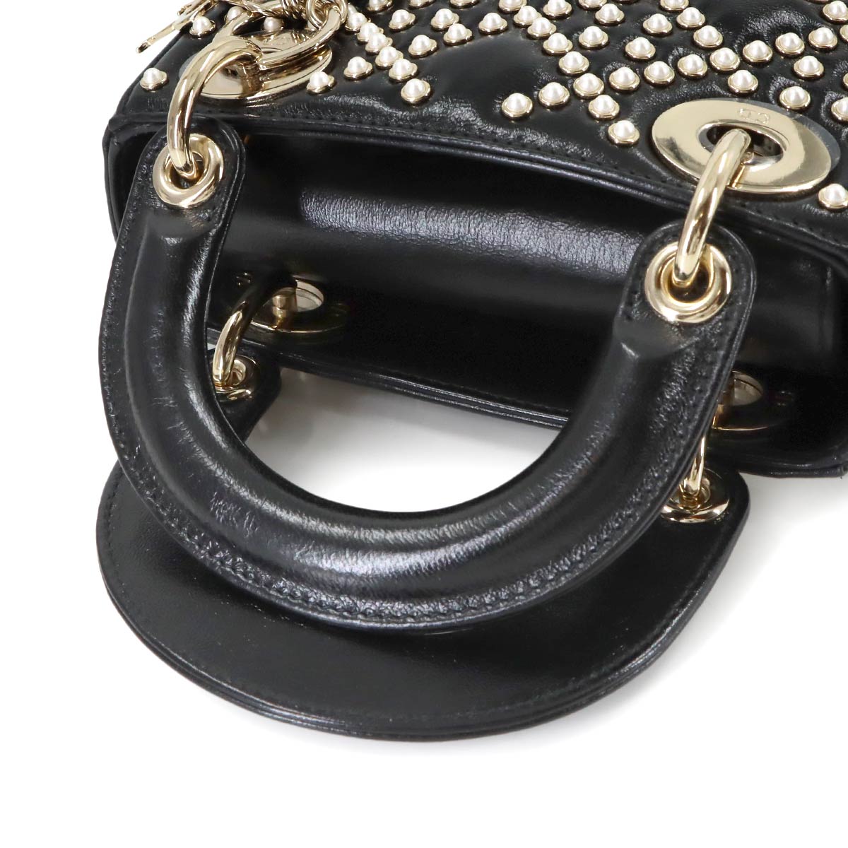 Cannage Lady Dior Mini Hand Shoulder Bag Leather Black