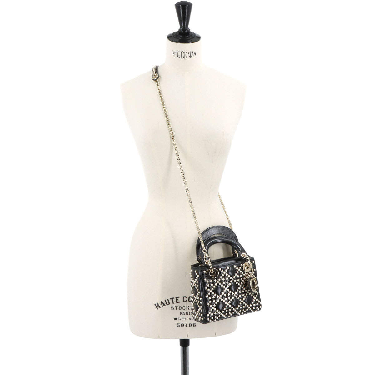 Cannage Lady Dior Mini Hand Shoulder Bag Leather Black