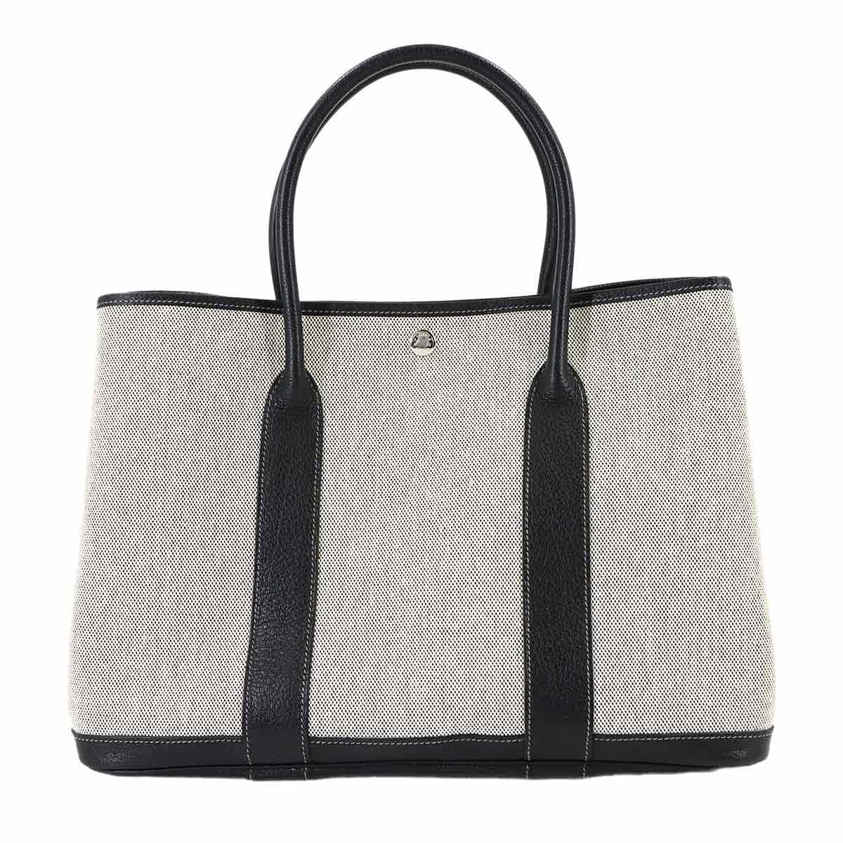 Garden Party PM Tote Bag Toile H Leather Black Gray