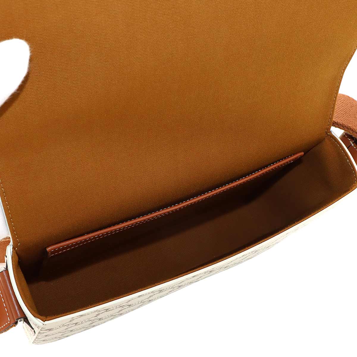 Triomphe Flap Messenger Shoulder Bag Leather Ecru Tan