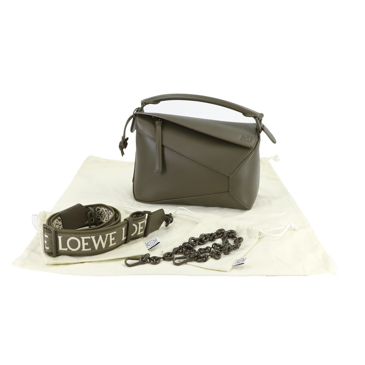 Pazzle Bag Small Hand Shoulder Bag Leather Khaki Purse