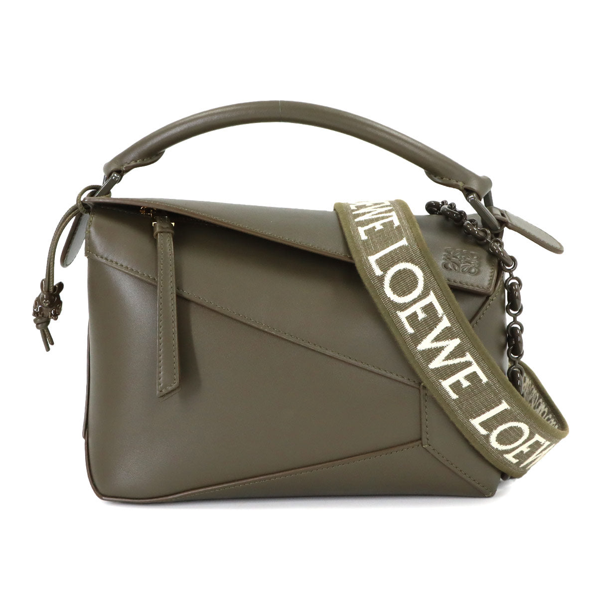 Pazzle Bag Small Hand Shoulder Bag Leather Khaki Purse