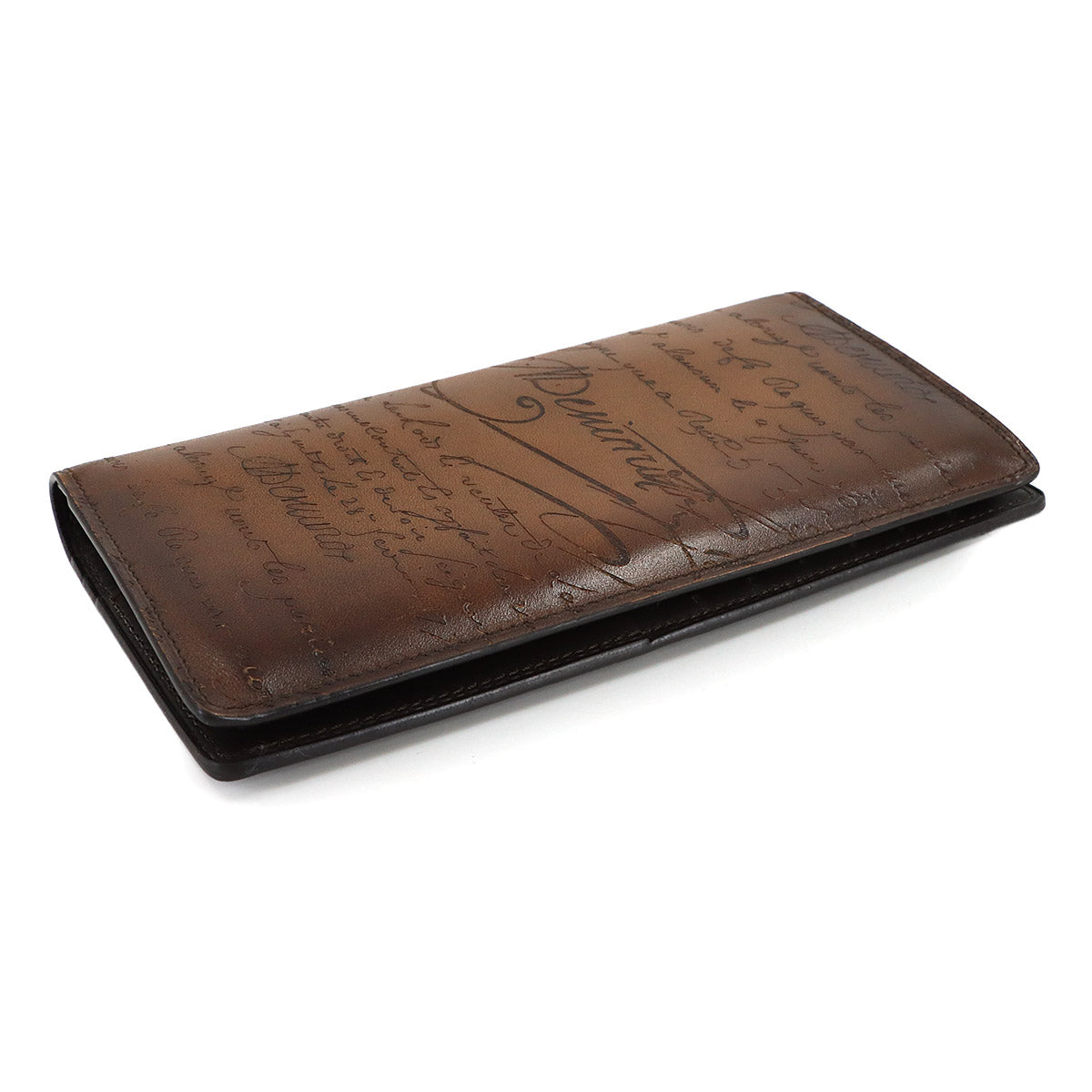 Calligraphy Long Wallet Venetian Leather Brown