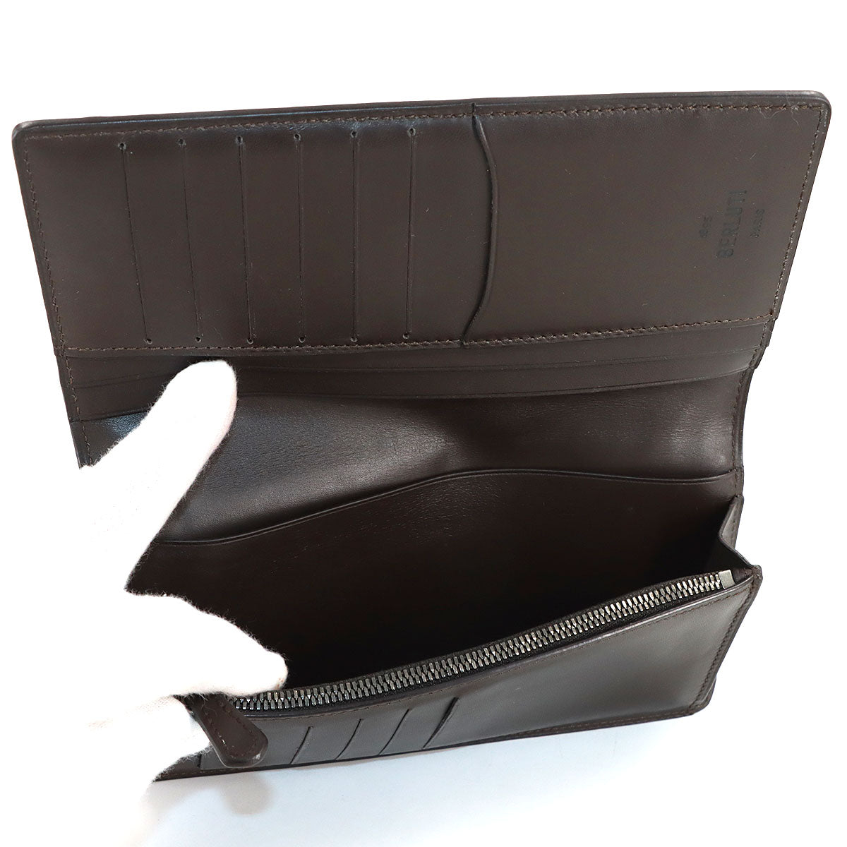 Calligraphy Long Wallet Venetian Leather Brown